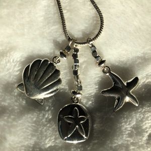 Ocean Theme 12” Long Necklace Silver Color